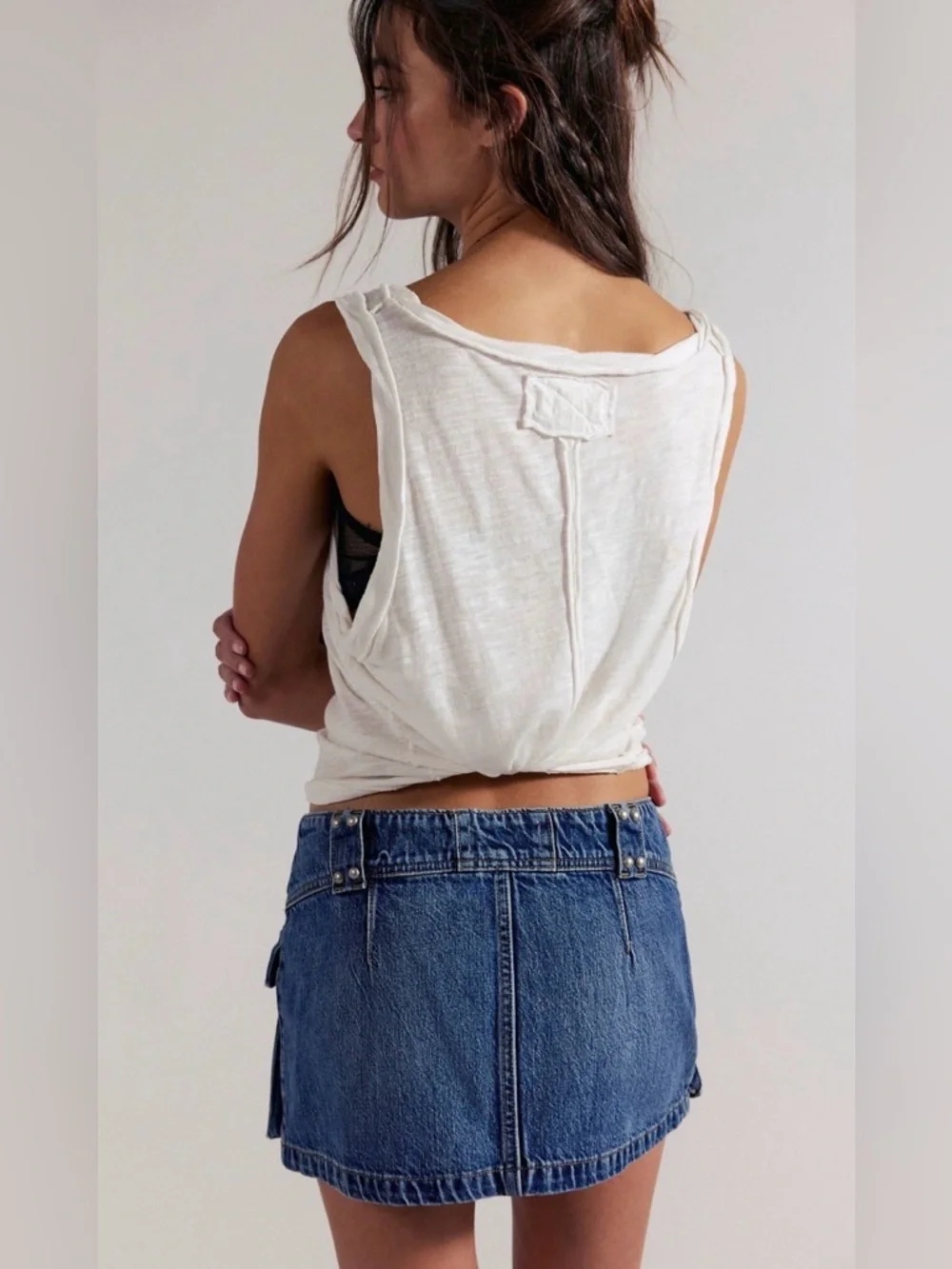 We the Free Hera Studded Denim Mini Skirt NWOT Juno